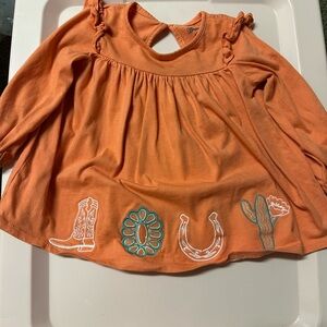 Wrangler Orange Girls' Long Sleeve Western Graphic Dress